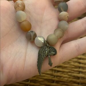 Angel Wing Charm Beaded Omi Bracelet Handmade